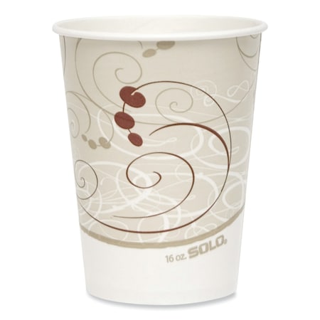 Solo Double Sided Poly Paper Cold Cups, 16 oz, Symphony Design, Tan/Maroon/White, 1000PK RNP16P-J8000